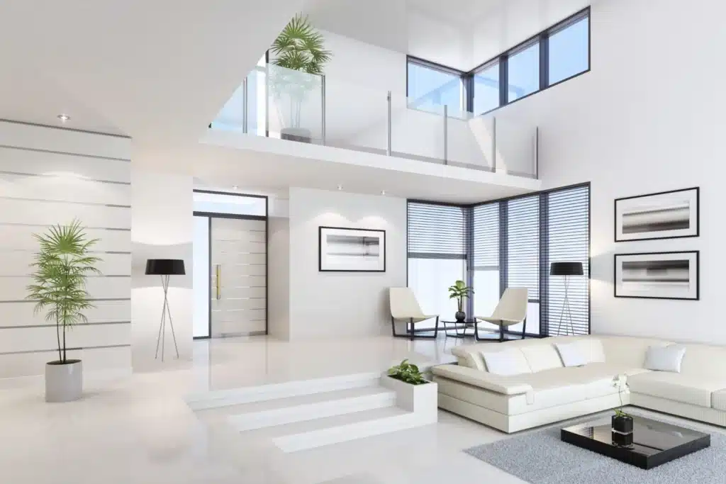 Home Remodeling of a living room featuring new flooring, lighting, and contemporary interior design updates