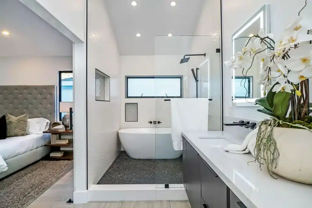 Grand Prairie, TX 7 Kitchen and bathroom remodeling in Grand Prairie showcasing a luxury bathroom with walk-in shower and elegant tile finishes