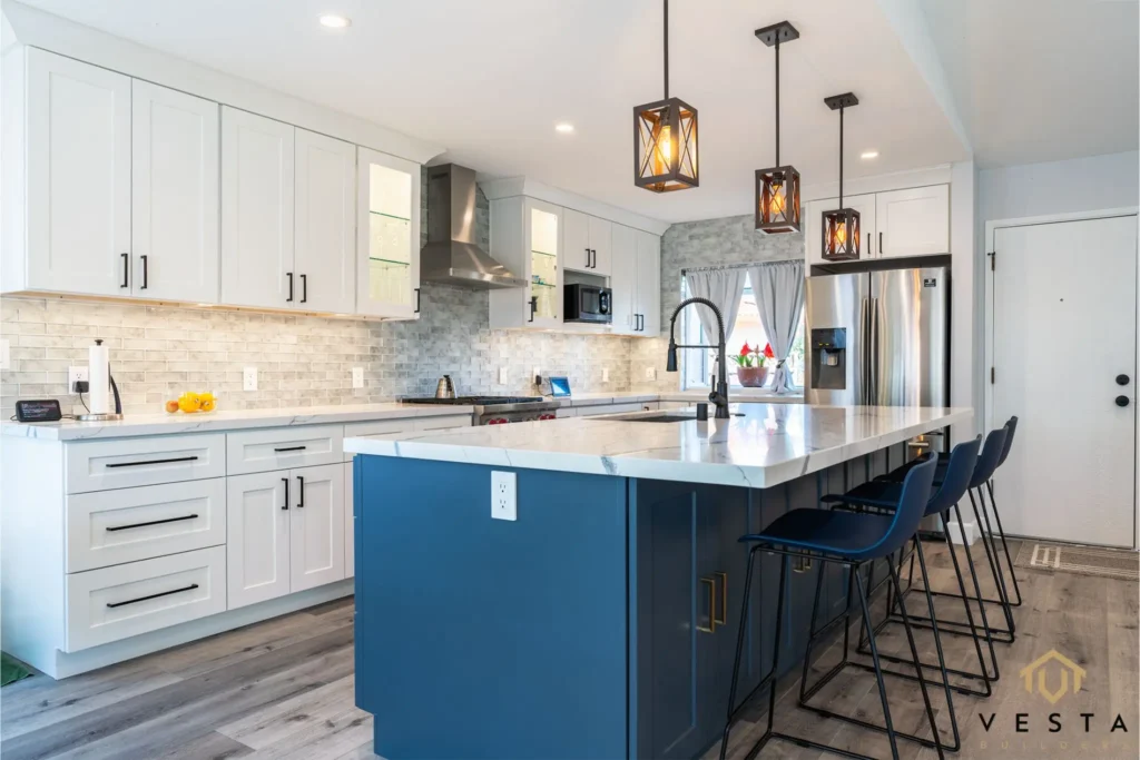 Luxe Haus Renovations completed Kitchen and bathroom remodeling in Hurst featuring a modern open-concept kitchen with custom cabinetry and quartz countertops