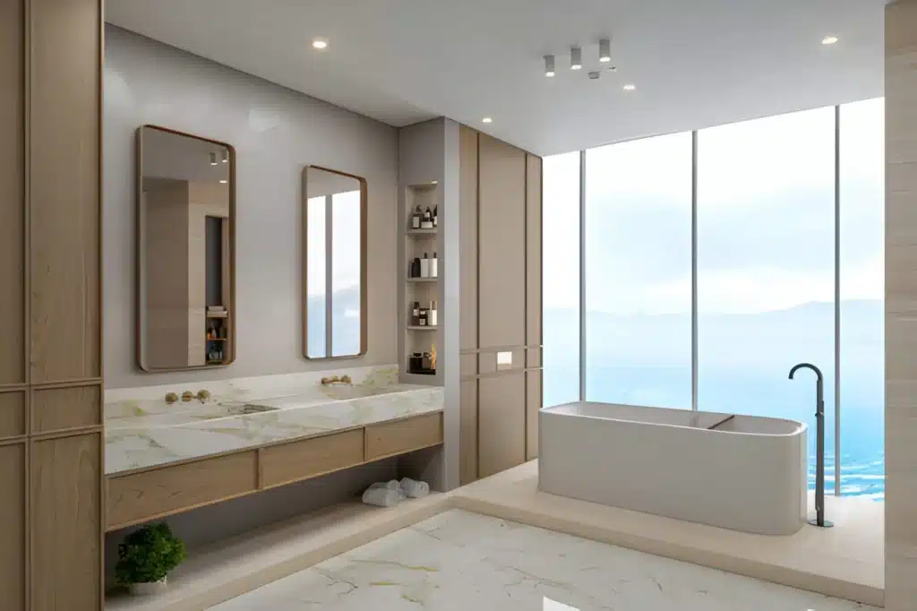 Bathroom Remodeling 11 Bathroom Remodeling Dallas small bathroom optimized with smart storage and compact design solutions