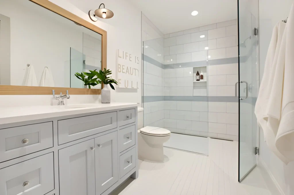 Bathroom Remodeling 3 Bathroom Remodeling Dallas walk-in shower installation with frameless glass and contemporary tile work